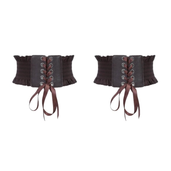 1/2/3/5 Dam Charm Midjeband Bred underbyst Cosplay Strechy rosett Dark Brown Type A 2Set
