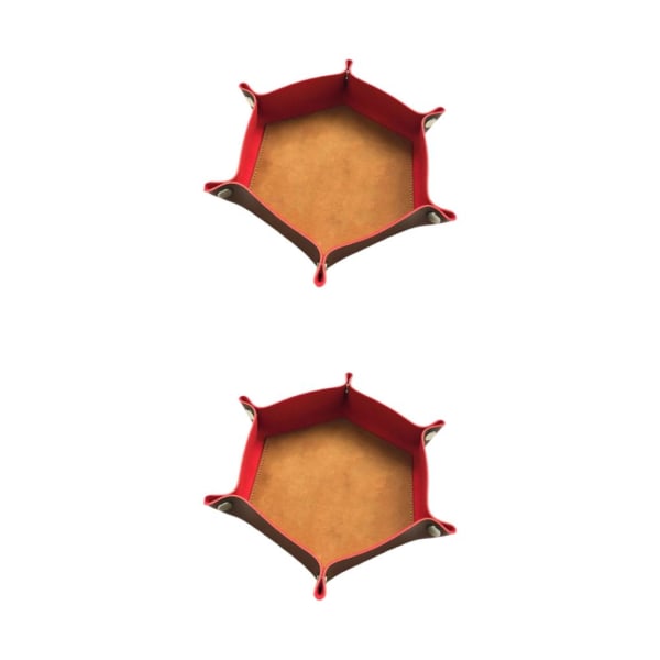 1/2 tärningsbricka PU-läder dubbelsidig tärningsmatta för brädspel Red Brown 2Set