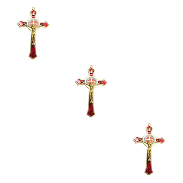 1/2/3/5 Zinklegering Väggkrucifix Cross Jesus Statue Staty Red 12x7cm 3Set