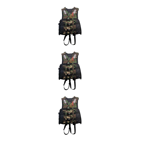 1/2/3 Vuxna Hjälpväst Kajak Ski Flytkraft Fiske Segel Vattensport Green Camouflage S 3PCS