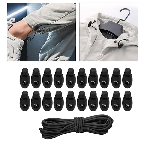 1/2/3/5 20st plastsnörelås Ändfjäderbelastad slider + För Black Style 3 1Set