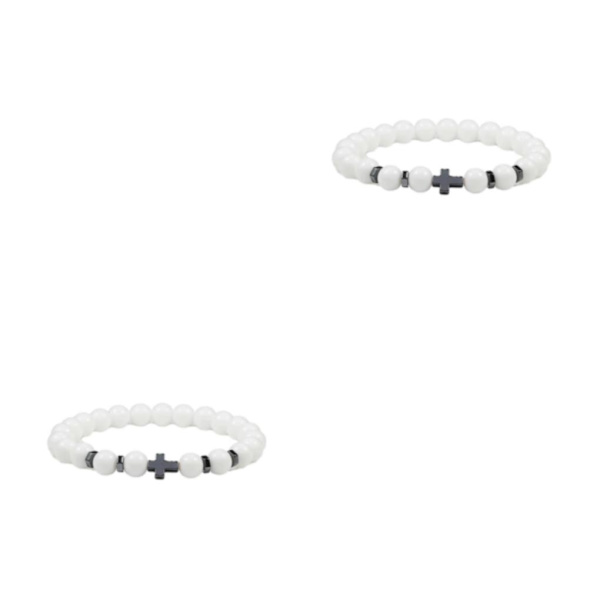 1/2/3/5 Wide Application Cross Beaded Armband för alla tillfällen porcelain white 2Set
