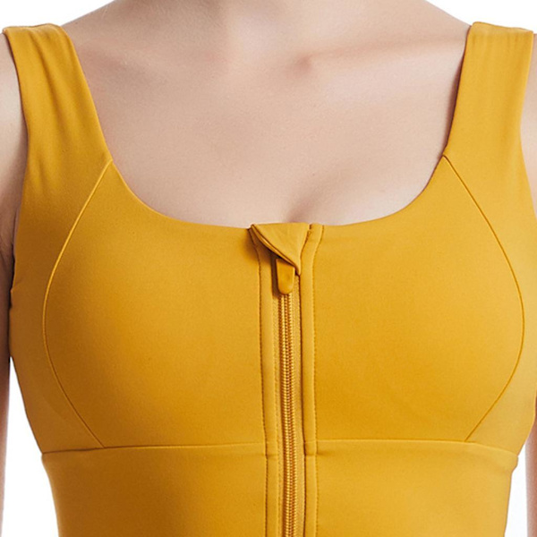 1/2/3 Womens Front Zip Sport BH För bekväma vadderade Shapewear Yellow M 1Set