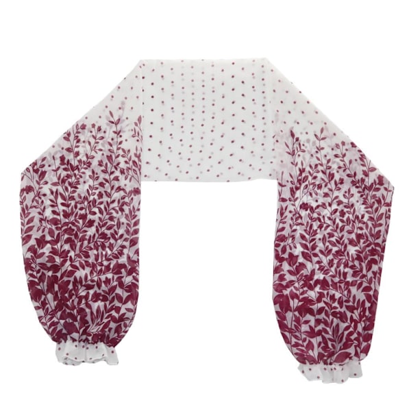 1/2/3/5 Dam Long Sleeve Chiffong För Bolero Shrug Wine Red Flower 1Set