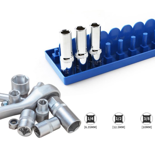 1/4 3/8 1/2 Socket Tray Rail Rack Hållare Organizer 44993 Medium