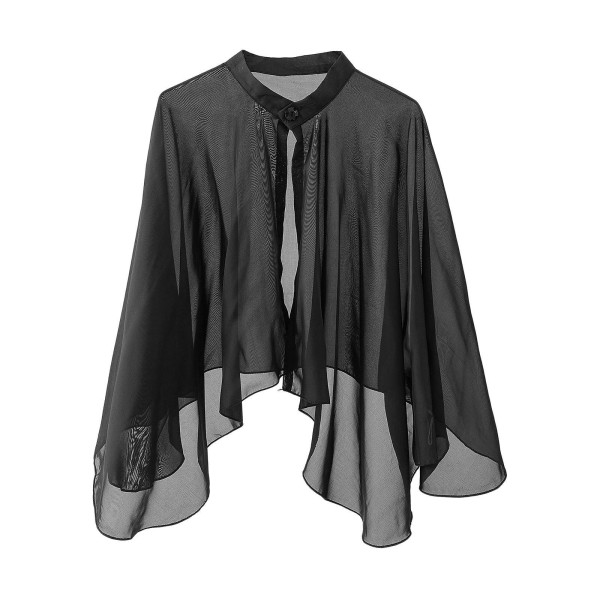 Mode Boho Kvinnor Chiffong Cardigans Loose Sheer Top Jacka Black 140x53cm