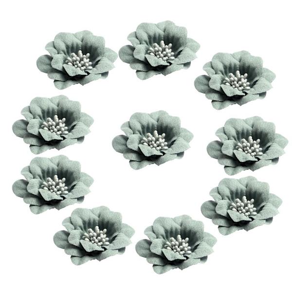 1/2/3/5 10 stycken Camellia Flower Heads för gör-det-själv-hårtillbehör Green 4.5cm 1Set