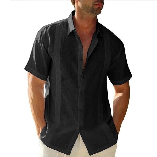 1/2 Resande Fotvandring Herr Button Down Skjorta Sommar Enkel Black XXL 2PCS