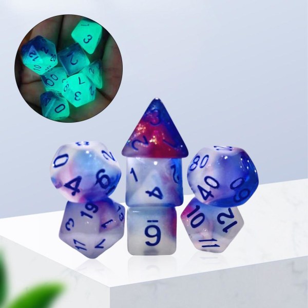 1/2/3 7Pack Multi tärning Set Glow in Dark för rollspel 1Set
