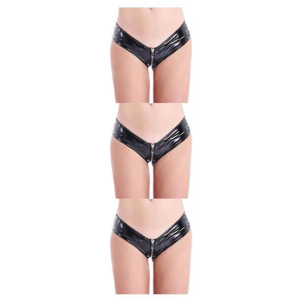 1/2/3/5 Underkläder Butt Briefs Front Open Sexig Nattklubb Tvättbar Black/2XL 3PCS