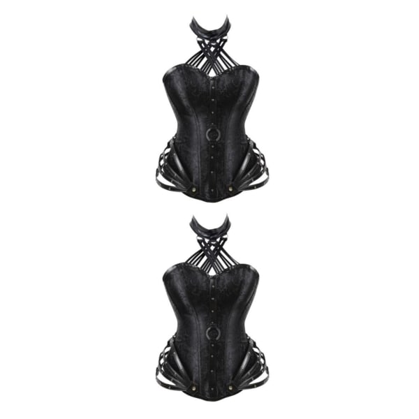 1/2 polyester dam gotisk korsett Shapewear för enkel stil black XXL 2Set