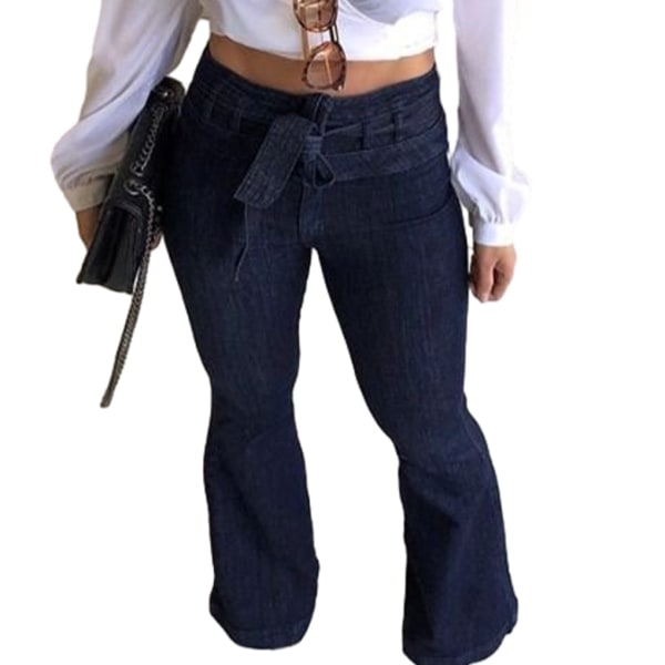 1/2/3 kvinnor vid ben jeans med hög midja byxor Höftlyftande Stretch Blue L 1 Pc