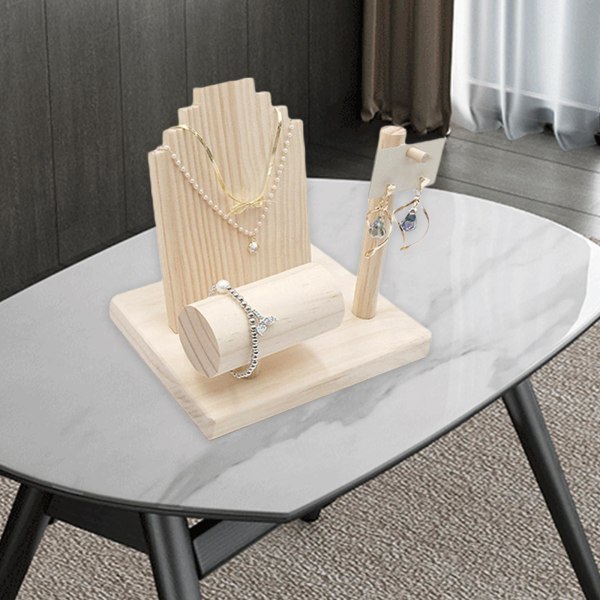 Träsmycke Display Stand Hållare för halsband Counter