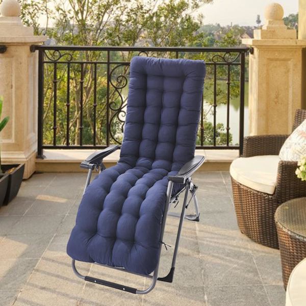 Bekväm polyester trädgårdsfåtöljskudde förtjockad matta Navy 48*155*8cm