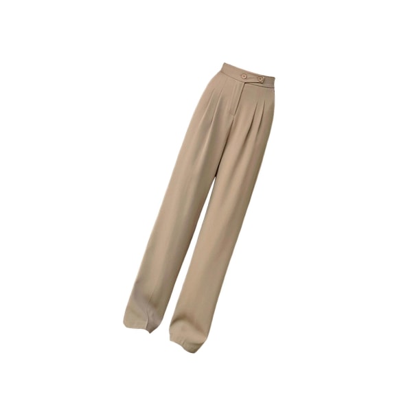 1/2/3/5 Womens Wide Leg Byxor Raka Ben Högmidjat kontor Khaki S 1Set