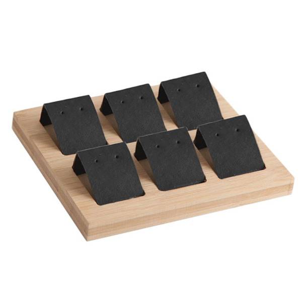 1/2/3 trä örhängeskorthållare med bricka för smycketillbehör 6 Pair Black 1Set