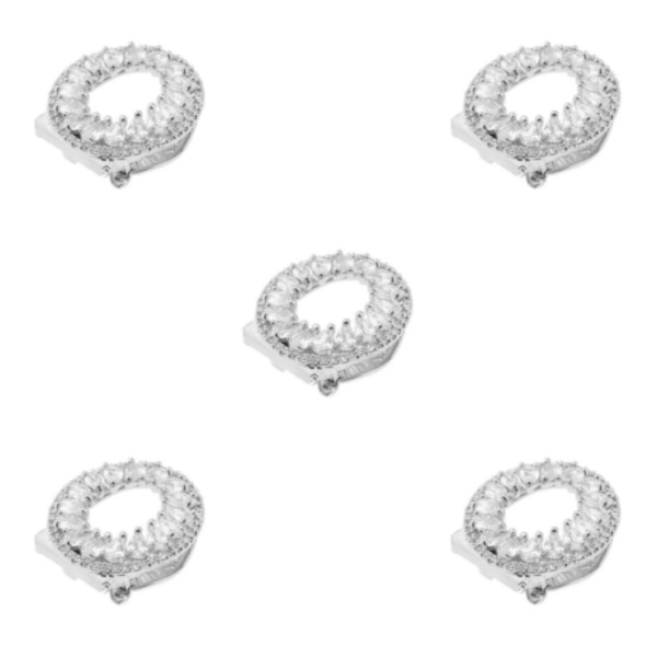 1/5 Hollow Circle Flower Zircon Ring Silk Chiffong Scarf Clip 5Set