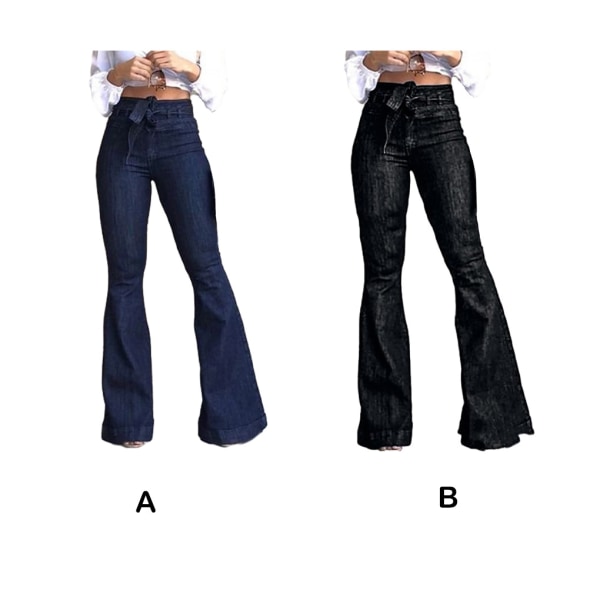 1/2/3 kvinnor vid ben jeans med hög midja byxor Höftlyftande Stretch Black 2XL 1 Pc