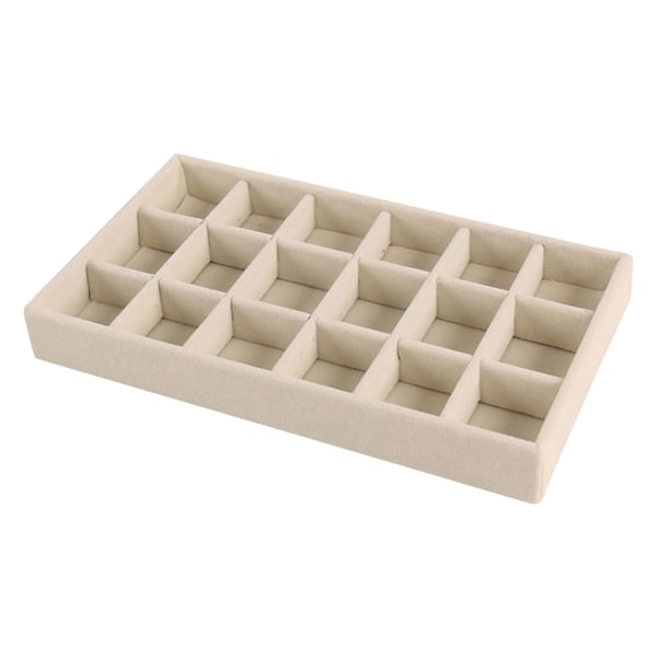 1/2/3/5 Stapelbar smyckesbricka Multipurpose Portable Velvet för Beige 18 Grids 1Set