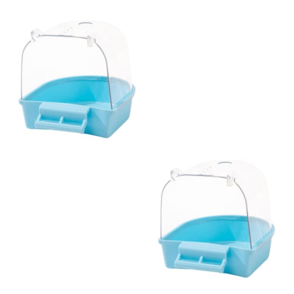 1/2 Pet Bird Bath Box Lovebirds Små fåglar Parakiter i bur Blue 13.5 x 13.7 x 13.5cm 2Set