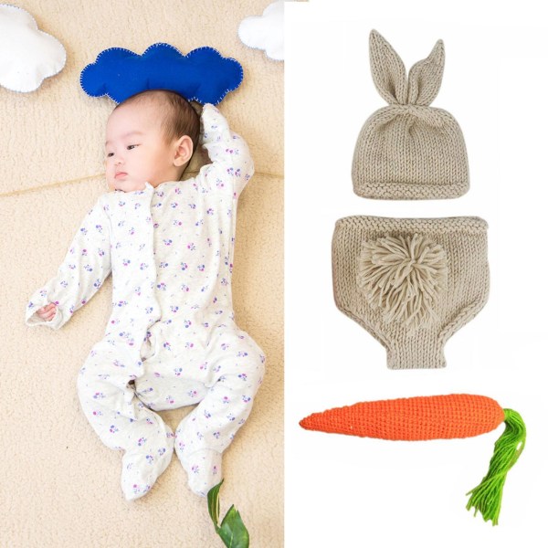 1/2 1 Set Nyfödd Baby Fotokläder För Princess Jumpsuit With Radish 0-3 Months 1Set
