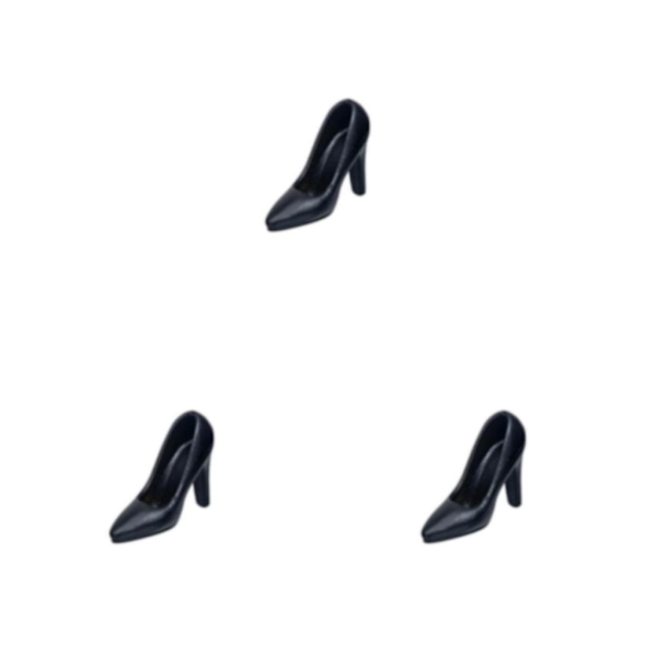 1/2/3/5 1:12 Kvinnliga högklackade skor för kvinnlig action Black 2cm 3PCS