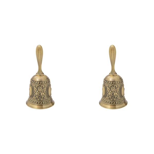 1/2/3 Handservice Ring Bell Desk Counter Reception Restaurant Antique Golden 5.5x5.5x11.3CM 2Set