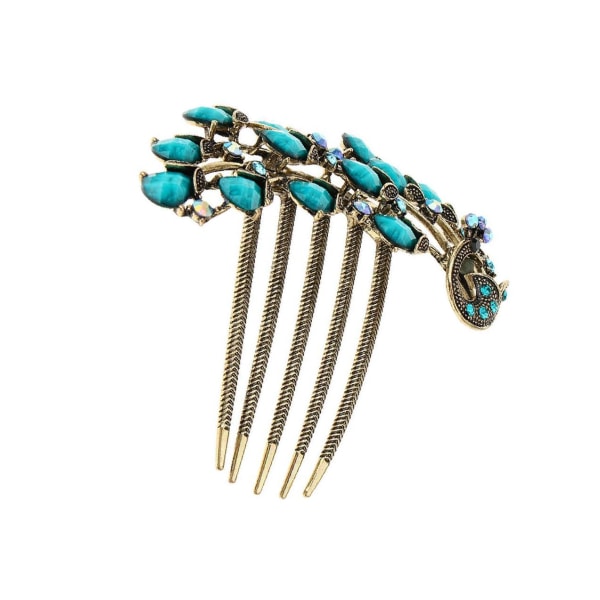 1/3/5 Antik metall Rhinestone Peacock hår kammar Clip Bröllop 1Set