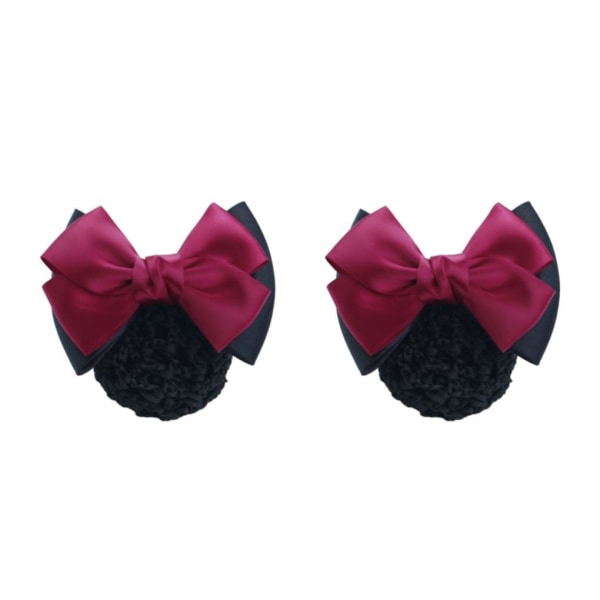 1/2/3/5 tyg lätt att bära Elastiska hårnät för moderiktiga Two Bows- rose red 2Set