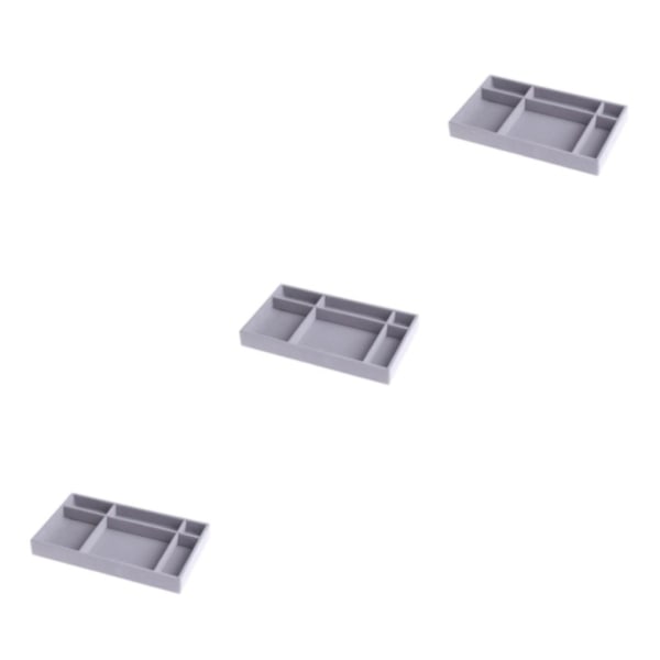 1/2/3/5 Stapelbar smyckesbricka Multipurpose Portable Velvet för 6 Grids Style A 3Set