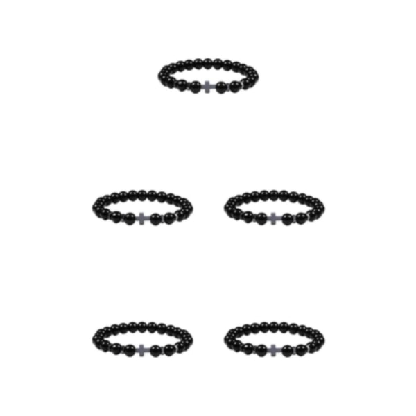 1/2/3/5 Wide Application Cross Beaded Armband för alla tillfällen glossy black 5Set