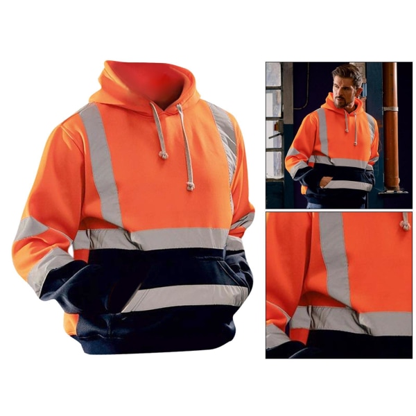 1/2 Säkerhet High Visibility Herr Hoodie Sweatshirt Toppar Sport orange 5XL 1Set
