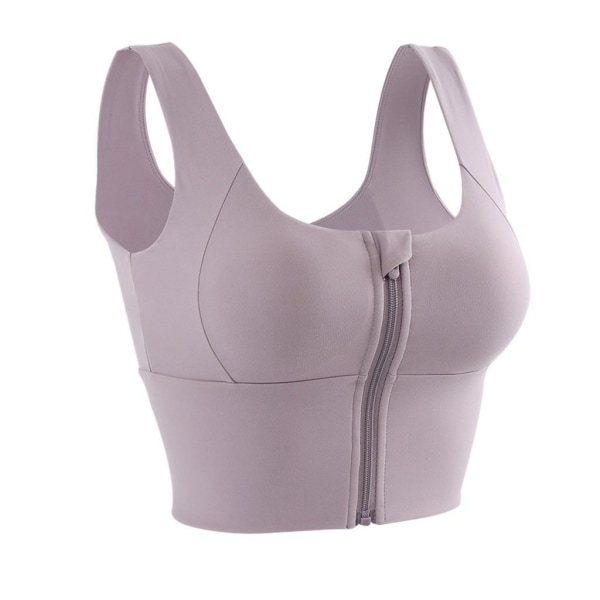 1/2/3 Womens Front Zip Sport BH För bekväma vadderade Shapewear Light Purple M 1Set