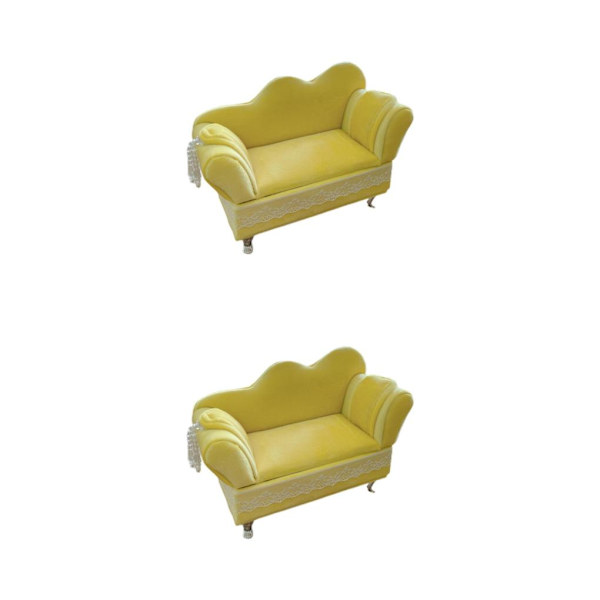 1/2 Chic smycken case för flickor Kvinnor Ringar halsband Sofa Cream Yellow 2Set