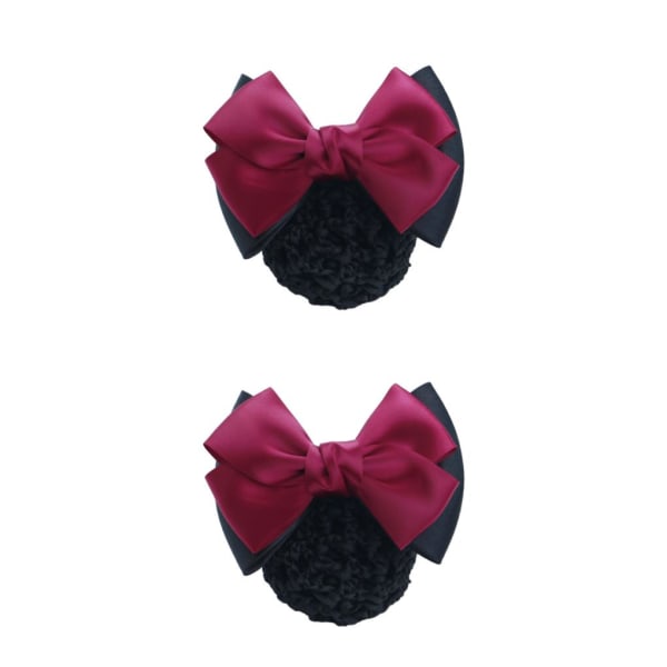 1/2/3/5 tyg lätt att bära Elastiska hårnät för moderiktiga Two Bows- rose red 2Set