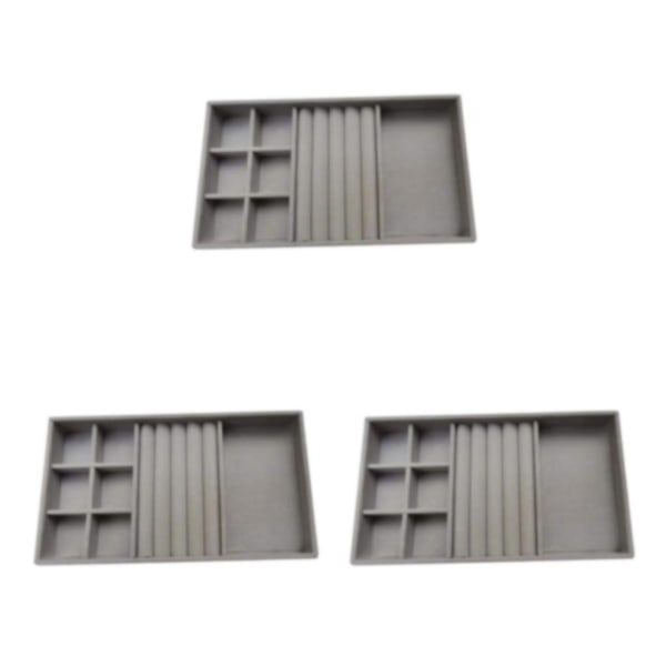 1/2/3/5 Stapelbar smyckesbricka Multipurpose Portable Velvet för Gray 3 in 1 3Set