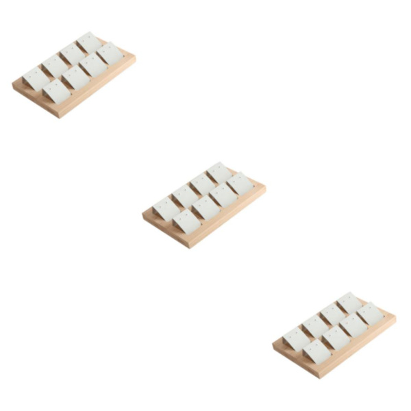 1/2/3 trä örhängeskorthållare med bricka för smycketillbehör 8 Pair White 3Set