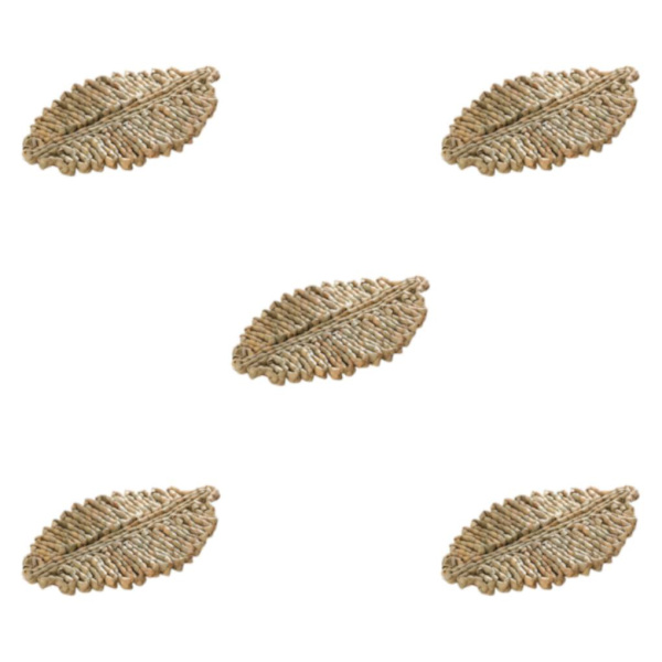 1/2/3/5 Rattan Placemat för Creative Thicken Khaki Leaf Shaped Light Brown 23x16cm 5Set