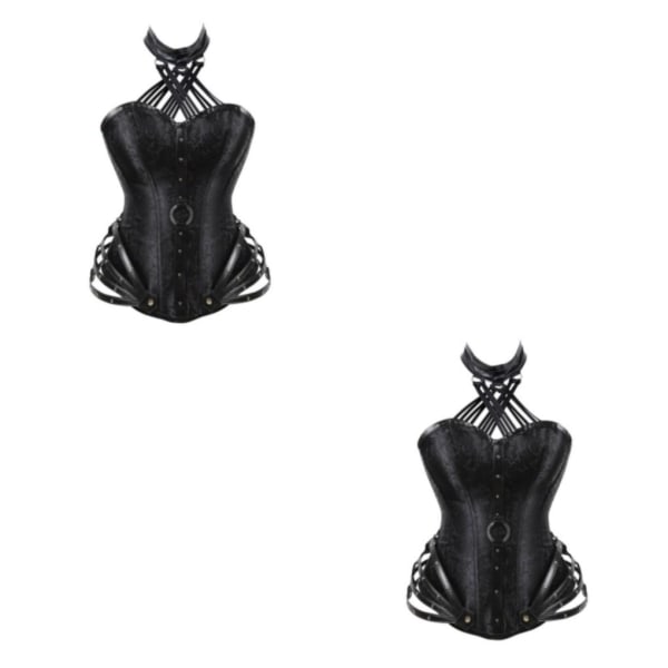 1/2 polyester dam gotisk korsett Shapewear för enkel stil black XXL 2Set