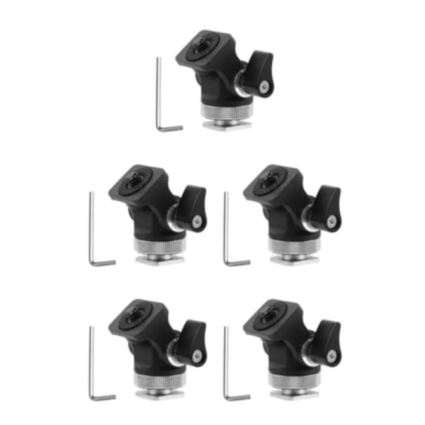 1/2/5 Hot Shoe Mount Adapter Rod Clamp 360 Swivel för stativ black hand twist 41x20.5x35mm 5Set