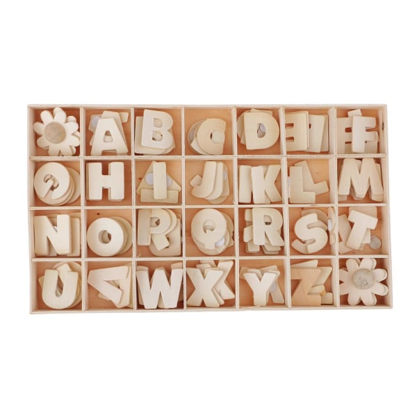 1/2/3 112 bitar Alfabetbokstäver i trä Barnleksaker med förvaring Natural 112 Pcs 2Set
