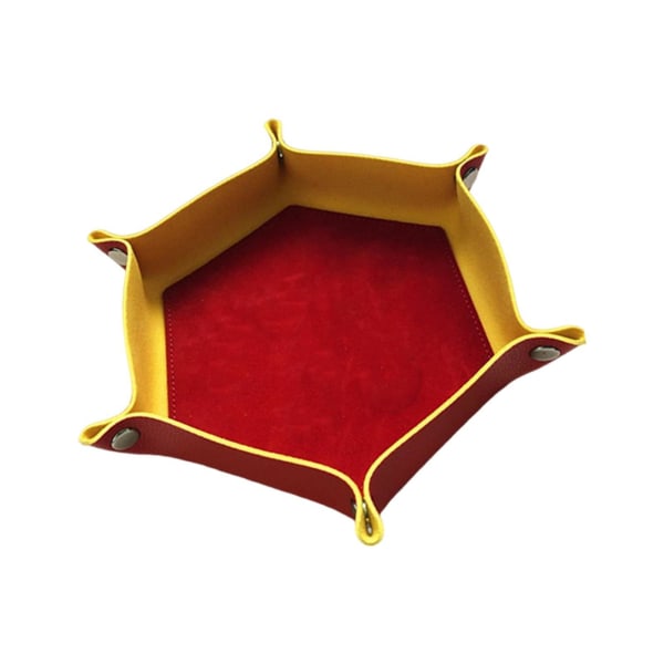 1/2 tärningsbricka PU-läder dubbelsidig tärningsmatta för brädspel Red Yellow 1Set