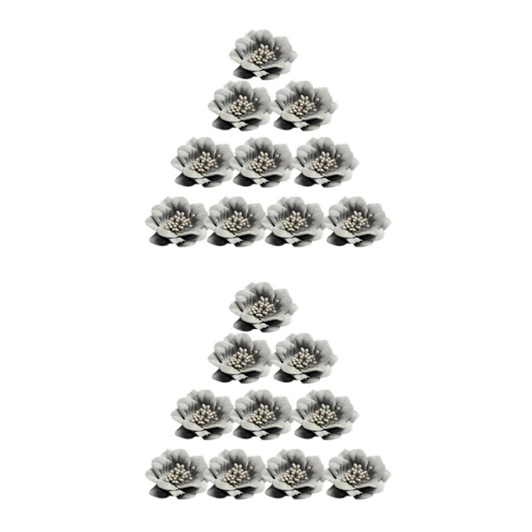 1/2/3/5 10 stycken Camellia Flower Heads för gör-det-själv-hårtillbehör Grey 4.5cm 2Set