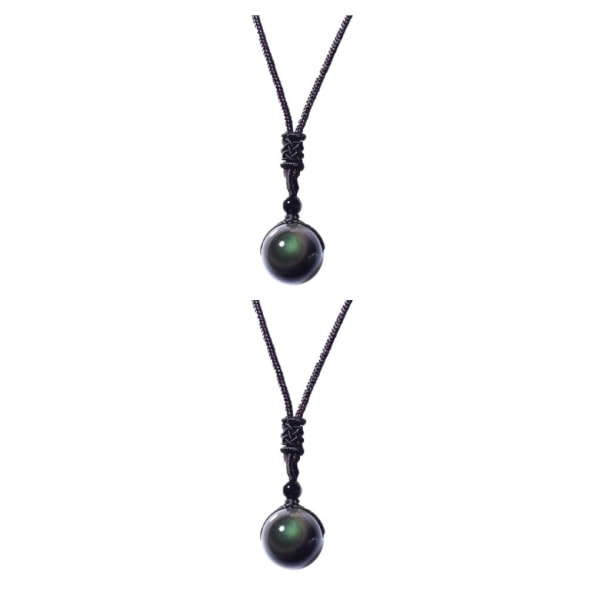 1/2/3/5 Natural Necklace Obsidian Pendant För Talisman Bra 14mm 2Set