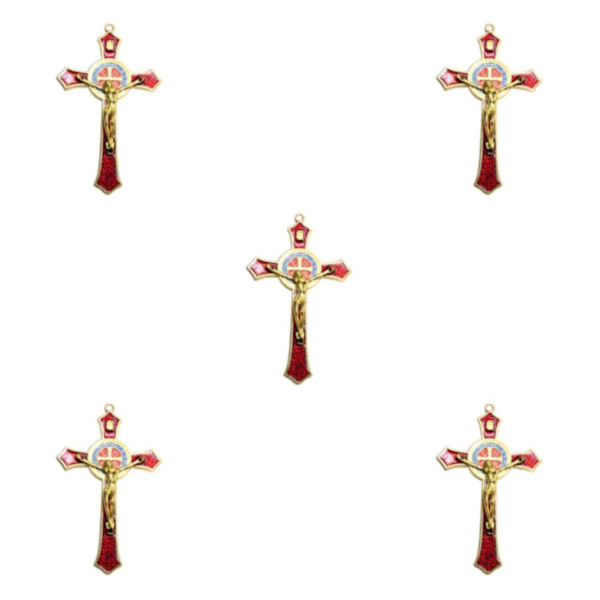 1/2/3/5 Zinklegering Väggkrucifix Cross Jesus Statue Staty Red 12x7cm 5Set