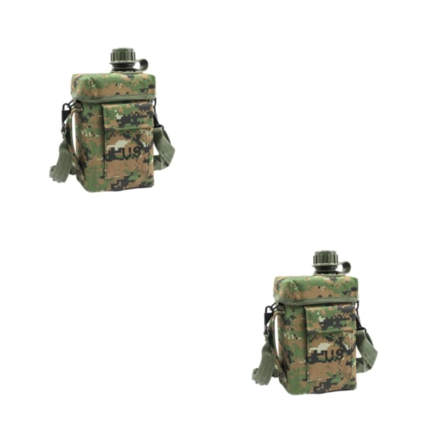 1/2 ABS vattenflaska med bärväska för campingvandring utomhus Green 2Set