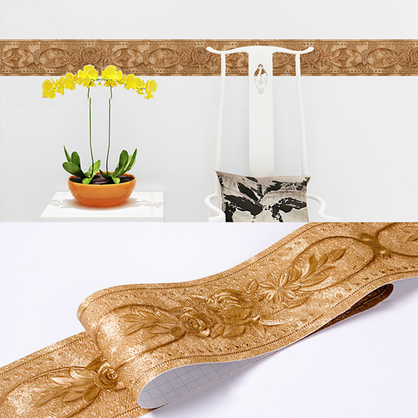 1/2/3/5 Retro Fashion PVC vattentät midjelinje för robust vägg gold peony 1Set