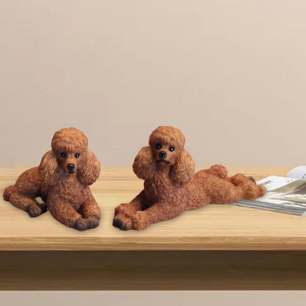 1/2/3 Pudel Hund Staty Djur Figurine Vardagsrum Kontor Light Brown 8.6x4x6cm 12.5x4x5.8cm 1Set