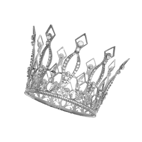 1/2 helrund Crystal Queen Crowns pannband för fest Silver 9.5cm x 11cm 1Set