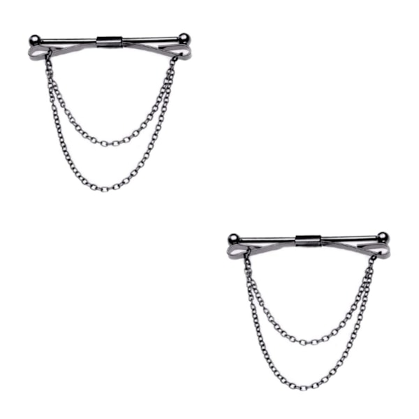 1/2/3/5 Mode mäns krage Bar Pin med kedja Cravat spännen 2Set